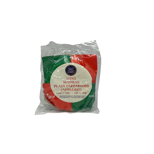 APPALAM.png Heera Mini Madras Plain Pappadams Appalam 100g - 3 Inches - Image 1