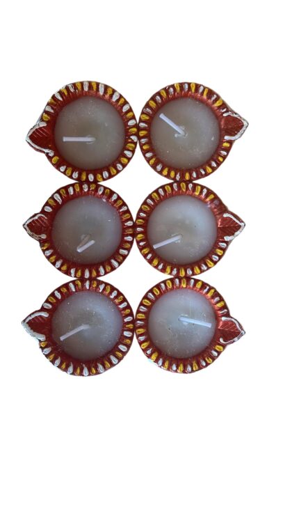DESIGNED CLAY DIYA WAX (6PCS)