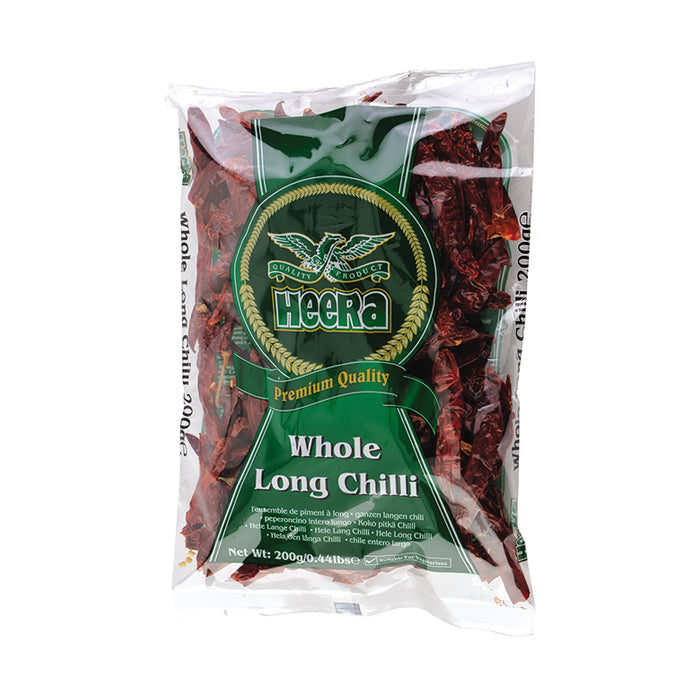 Heera-Chilli-Whole-200g.jpg HEERA EXTRA HOT WHOLE LONG CHILLI 200G - Image 1