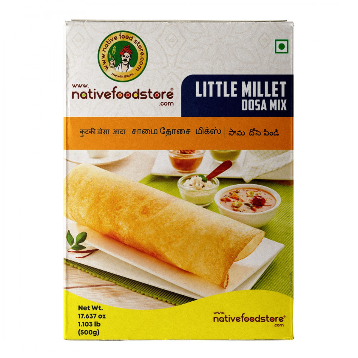 NATIVEFOODSTOREDOSAMIX-SAMAI500GMS.jpg NATIVE FOOD STORE MILLET DOSA MIX 500G - SAMAI (LITTLE MILLET) - Image 1