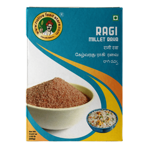 NATIVEFOODSTOREFINGERMILLET_RAGI_RAVA-500GMS.png Native Food Store Millet Rava 500g - Ragi Finger Millet - Image 1