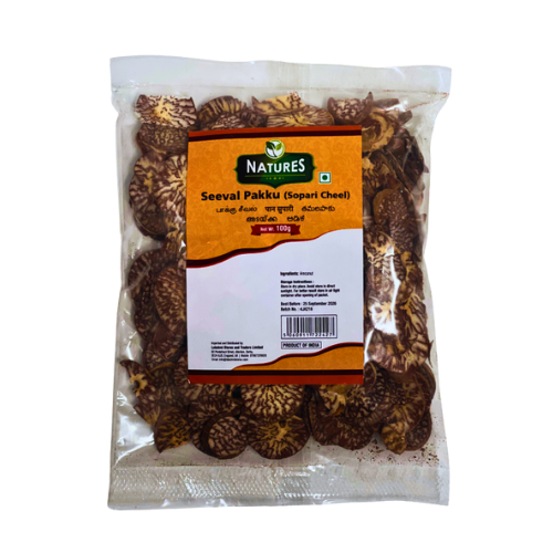 SRIDURGASEVALPAKKU_SOPARICHEEL_100G.png NATURES SEVAL PAKKU (SOPARI CHEEL) 100G - Image 1
