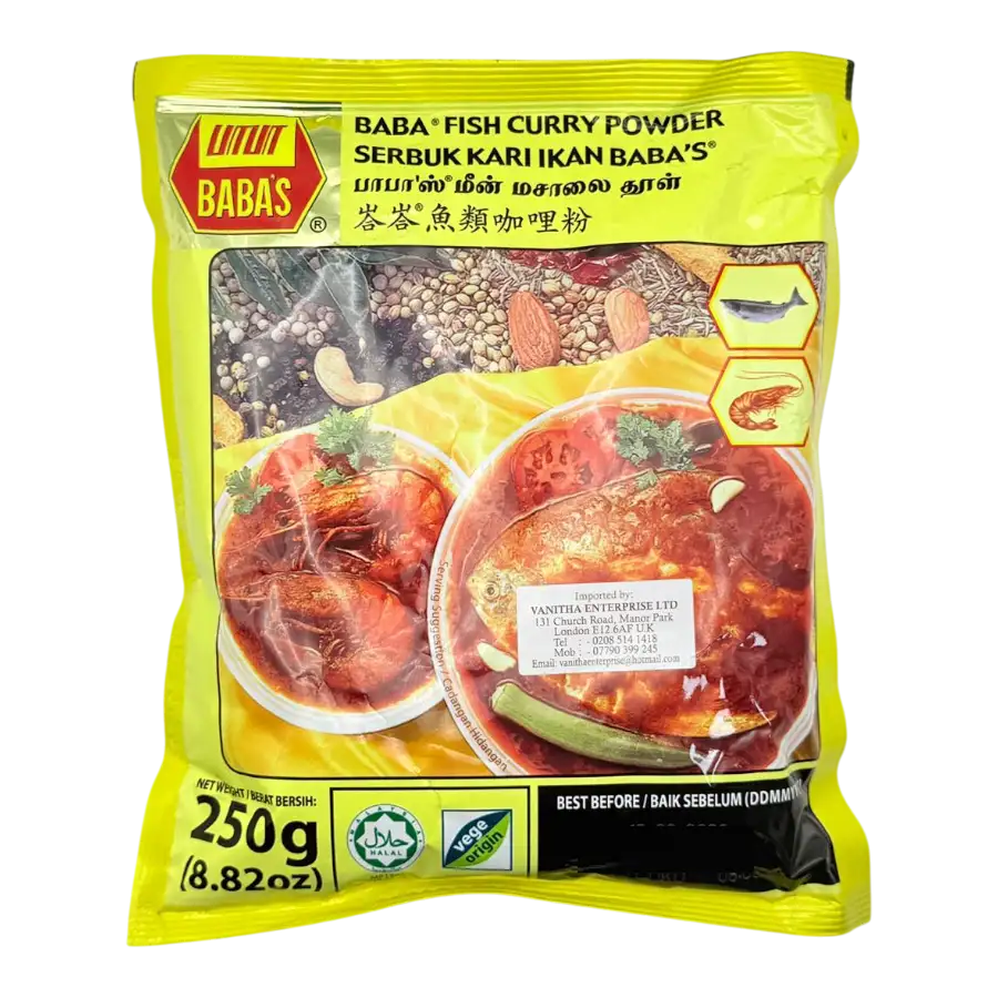 babas-fish-curry-powder-mild-250g-0-tdt867.webp Baba's Fish Curry Powder (Mild) 250g - Image 1