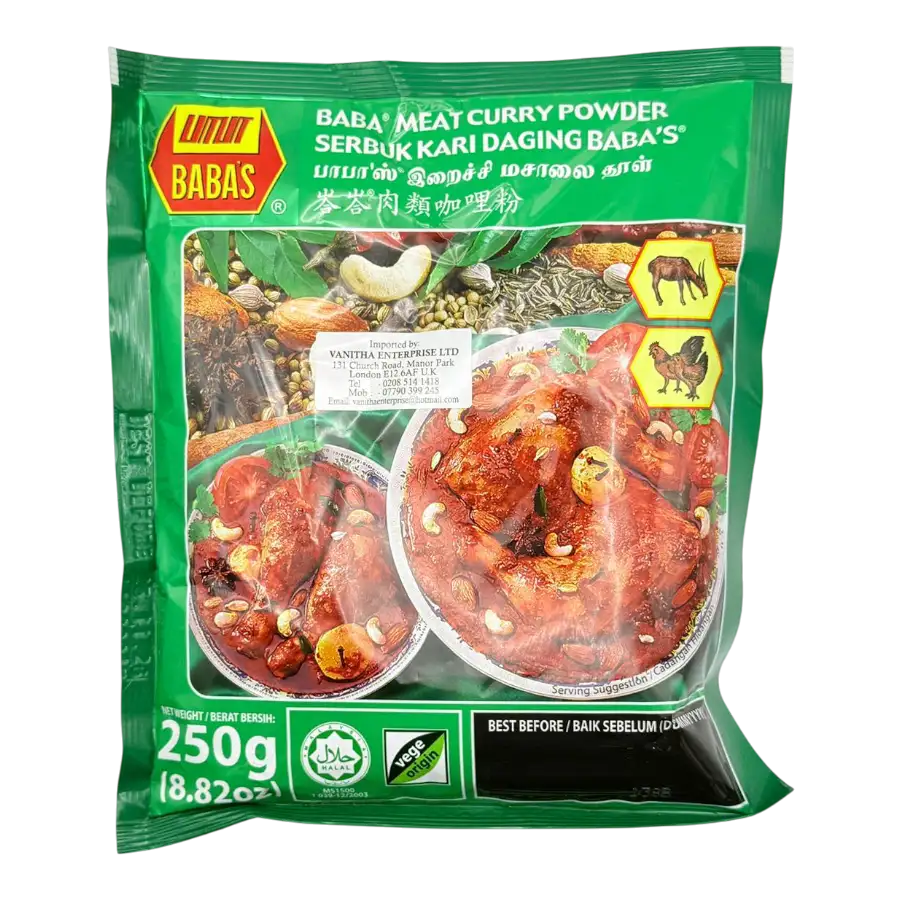 babas-meat-curry-powder-mild-250g-0-tdt83n.webp Baba's Meat Curry Powder (Mild) 250g - Image 1